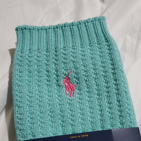 NWT Ralph Lauren Polo Pony Ladies Boot Crew Socks Knitted Aqua Blue - Picture 2 of 5